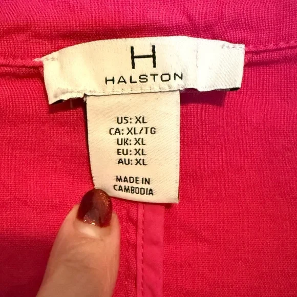 Halston Hot Pink Linen Blend Blazer Size XL - Picture 9 of 13
